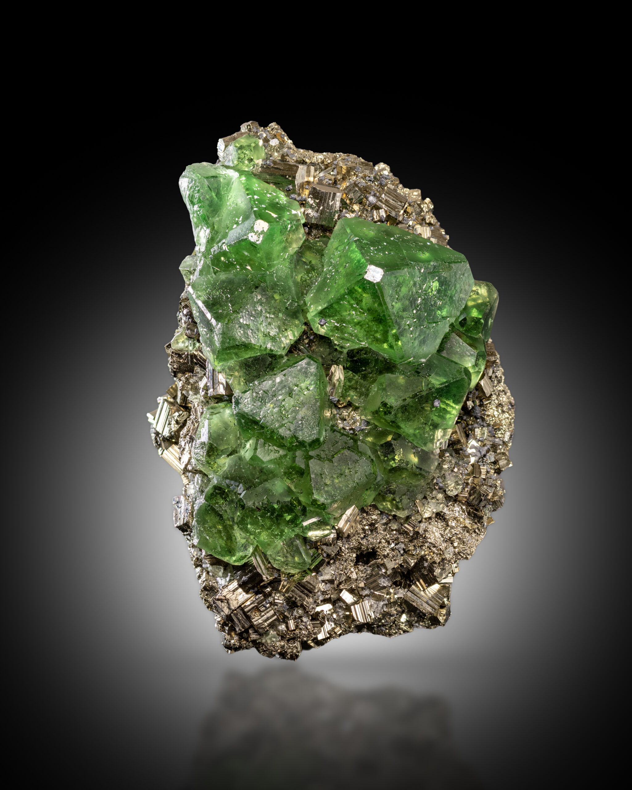 Fluorite on Pyrite – Milpo, Peru
