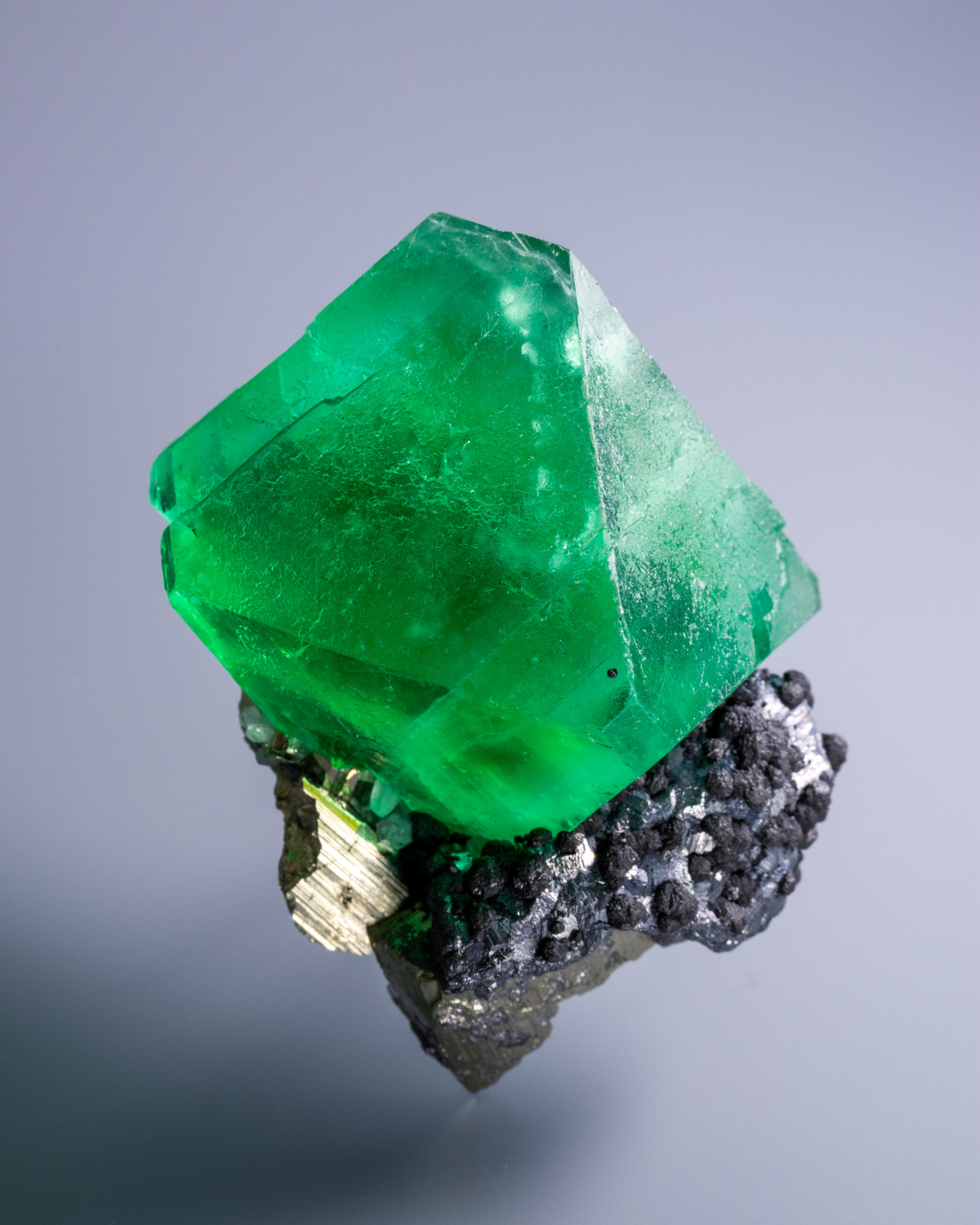 Fluorite w/ Pyrite, Geocronite & Sphalerite – Milpo Mine, Peru